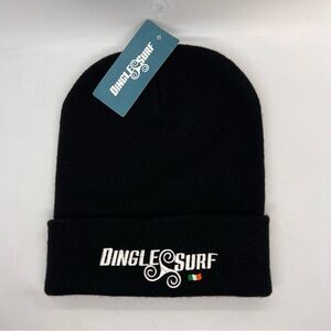 Dingle Surf Black Knit Beanie Hat Logo NWT Unisex Winter Cap